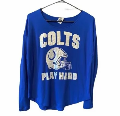 Rare VS PINK BLING INDIANAPOLIS COLTS Oversized Lightweight Off Shoulder Top S • $24.99