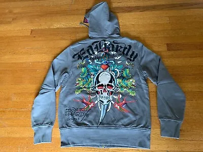 Ed Hardy By Christian Audigier Men Vintage Hoodie Skull Twin Tigers • $64.99