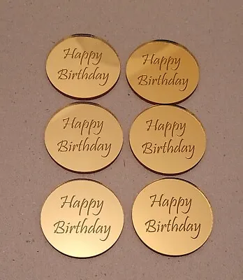 £4.50 • Buy 6x Acrylic Happy Birthday Discs - Cake Charm, Birthday, Cake Decoration, Cupcake