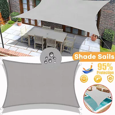 Garden Sun Shade Sail UV Waterpr Canopy Sunscreen Patio Awning Cover Rectangular • £10.98