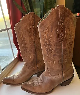 Men’s Size 8 Cowboy Boot Rodeo Boot Brown Tan Men’s Corral Vintage • $34.99