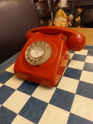 Vintage 1980s GPO Model 746F Rotary Dial Telephone Red Landline UNTESTED • £29.99