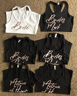 Bride Tank Tops Set Bridesmaid Matron Of Honor Size Small Medium Black Rose Gold • $19.99