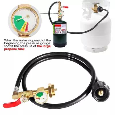 1Lb To 20Lb Propane Refill Adapter Extension Hose With Gauge On-Off Control 40'' • $19.98