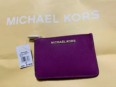 MICHAEL Michael Kors Jet Set Travel/Pomegranate Coinpouch W ID Leather • $78