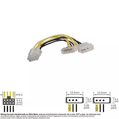 Cable Internal DC Power Molex Compatible IDE 8-Pin EPS 12V Mother Board #220808 • $2.90