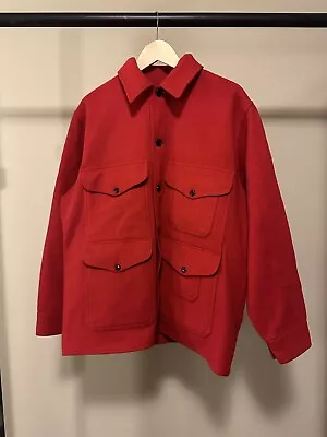 VTG Filson Mackinaw Cruiser Scarlet Red Wool Jacket  Estimated Size Medium (M) • $249.97