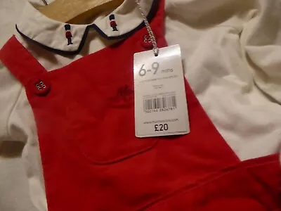 Mothercare Heritage Red Cord Dungarees & Bodysuit Shirt Outfit 6/9mths  BNWT • $6.31