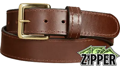 Brown Water Buffalo Money Belt With 25  Zipper Quality USA Handcrafted • $77.99