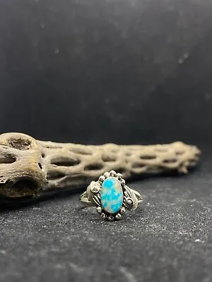 Native American Navajo Hachita Turquoise Sterling Silver Ring Size 11.5 • $92