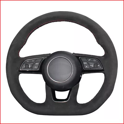 Black Suede Leathe DIY Car Steering Wheel Cover For Audi A3 A4 A5 A1 Q2 2016-19 • $65.68