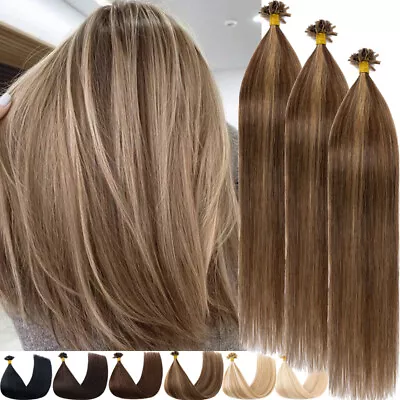 Keratin Bonded Fusion U Tip Human Hair Extensions Nail Tip Remy Hair Highlight • £26.98