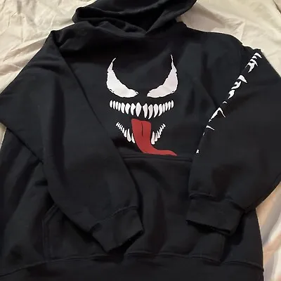 Venom Eyes Tongue ￼Hooded Sweatshirt Super Villain Spider Man Black Small • $7.99