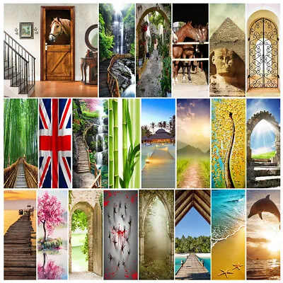 3D Wall Art Horse Stable Bamboo Door Sticker PVC Decal Self-adhesive Wrap Mural • $33.11