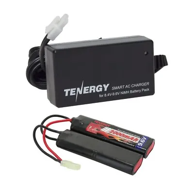 Tenergy 9.6V 2000mAh NiMH Airsoft Battery Pack + 8.4V 9.6V Smart Charger Option • $19.99