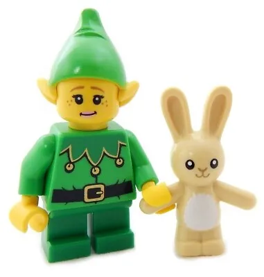 NEW LEGO CHRISTMAS ELF W/Stuffed Rabbit Minifigure Green Santa Claus Minifig • $8.99