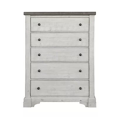 Roseto HMIF92732 Cianians 42 W 5 Drawer Pine Wood Dresser - White • $1424.25