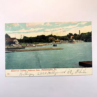 Postcard Pennsylvania Philadelphia PA Fairmount Park Steamboat Landing 1907 • $1