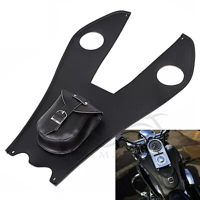 For Harley Softail Fatboy Slim Motorcycle Black Leather TANK Panel Pad Chap Bib • $45.98