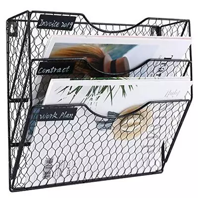 PAG Wall File Holder Hanging Organizer Metal Chicken Wire Wall Mount Magazine • $33.11