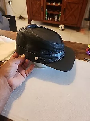 Vintage Biker Military Confederate Bear Leather Hat New York Hat Co Cap XL • $14.99