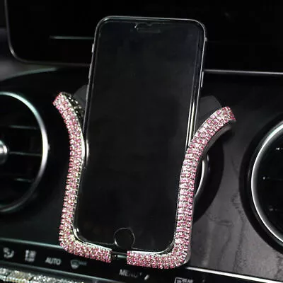 Universal Car Phone Holder With Bing Crystal Rhinestone Auto Air Vent Mount Clip • $11.43