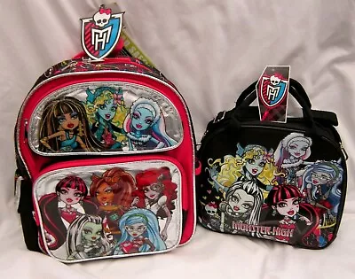 Monster High 12  Backpack&9.5  Monster High Lunchbox With Water Bottle-New!vers2 • $99.99