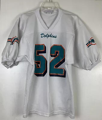 Vintage Miami Dolphins Jersey #52 Size S 34-36 Teamwork Brand White • $17.99