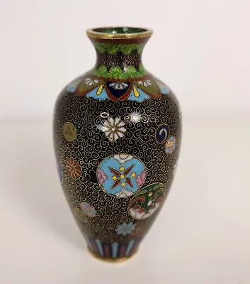 Japanese Cloisonne Enamel Vase Flowers Antique/ Vintage 4 3/4 Inch • $44.99