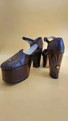 Vintage Platform Shoes Lady Arrowsmith Studded Leather Heel 70s Retro Disco RARE • $379.37