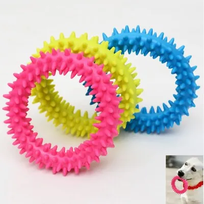 £2.49 • Buy Dog Puppy Soft Rubber Chew Ring Toys Teething Pet Bite Dental Circle Healthy Gum