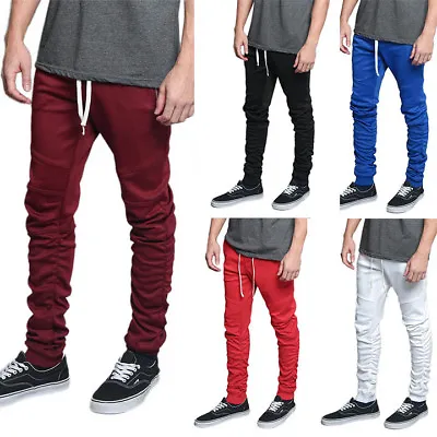 Men's Scrunched Bungee  Drawstring Jogger Sports Workout Track Pants TR547-V1A • $14.99