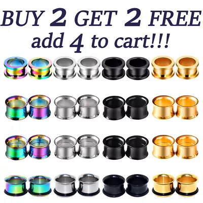 PAIR Metal Double Flared Screw Fit Steel Ear Plugs Flesh Tunnels Gauge Earrings • $7.49