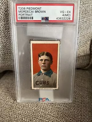 1909-1911 T206 Mordecai Brown Portrait Piedmont 150 PSA 4 Mc • $1085