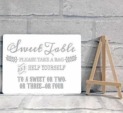 Sweet Table Candy Stall Cart Buffet Jar Sign With Easel Wedding Party A5 - Grey • £8.95