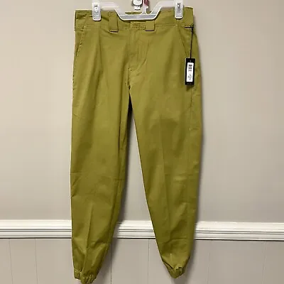 Dickie Slim Fit Pants 28 X 32 Olive Green Elastic Cuff And Waist With Loops NWT • £19.95