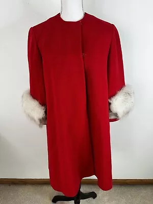 Vintage 60’s Red Princess Pea Coat Fur Bell Sleeves Women’s Small • $71.98
