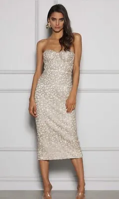 Elle Zeitoune | Womens Midi Dress Size 8 Midi Length Gold • $149