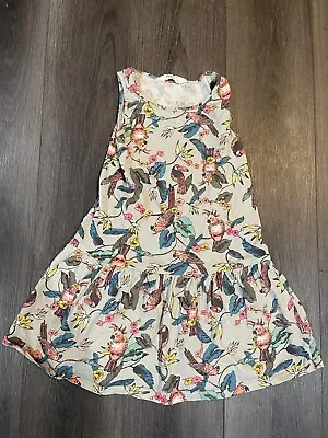 H M Dress  Girls Kids Size 6-8 Y Gray With Tropical Birds  • $4.99