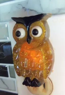 Vintage Calcomp Acrylic Lucite Glittery Owl Night Light - Plug In  -  Works • $18