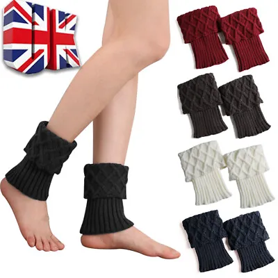 £3.99 • Buy Ladies Short Leg Warmers Crochet Cuffs Ankle Toppers Knitted Trim Boot Socks F