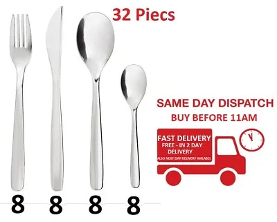 New Branded IKEA 32 Piece  Steel Cutlery Set For 8 Person  003.430.03 UK - SALE • £15.99