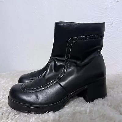 Mudd Chunky Platform Boots Black Chunky Heel Boots Vintage 90s Y2K SZ 7 • $59