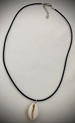 Black Waxed Cotton Cord Sea Shell Cowrie Shell Necklace Uk Seller • £4.20