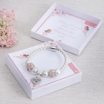 Girls Birthday Christmas Kids Personalised Charm Bracelet Jewellery Gift Fairy • £14