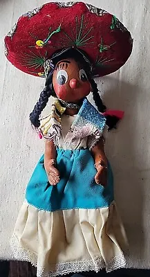 Vintage Doll Mexican Painted Oilcloth • $10