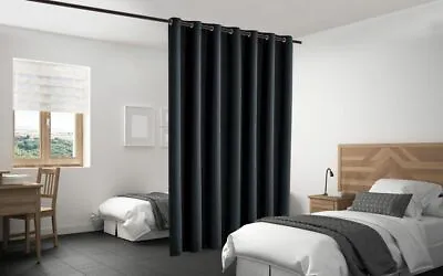 Blackout Room Divider Curtain Panel Privacy Screen Thermal Insulated Black Color • $38