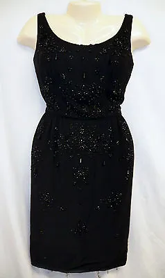 VTG 50's Pin Up Beaded Dress Rockabilly 32/25/34  Wiggle Tassel 1lb Black Sexy • $61.74