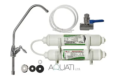 Aquati 2 Stage Undersink Premium Tap Drinking Water Filter System & Accessories • £35.95