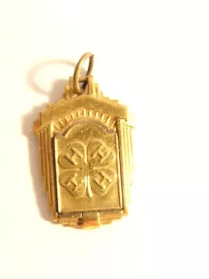 Small Vintage Gold Colored 4-H Club Pendant' Reverse Shows 1952 And Neppco • $6.99